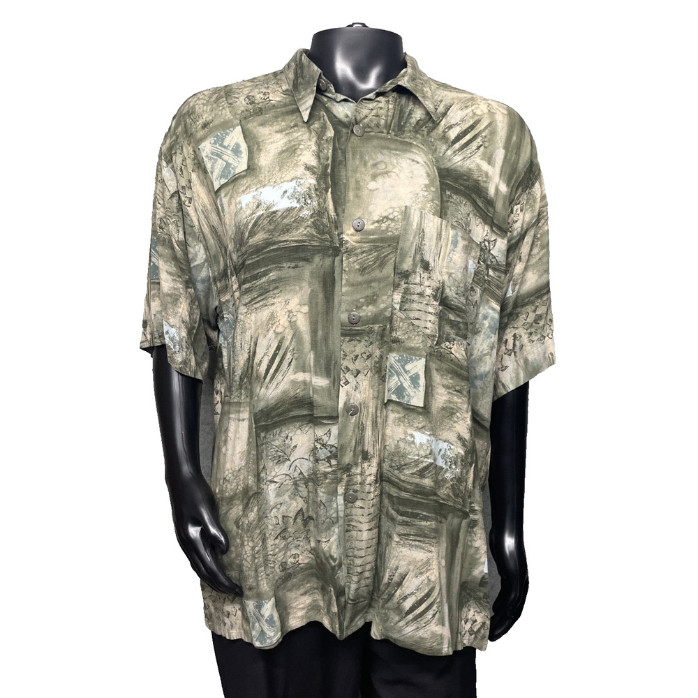 Vtg 90s St Michael Mark & Spencer Mens UK XL 44-46" Earth Tone Abstract Print